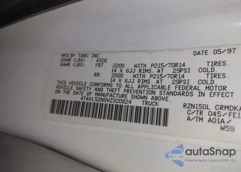 1997 Toyota Tacoma z USA, uszkodzony, nr VIN 4TAVL52N9VZ320824